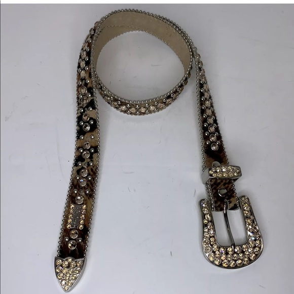 BB SIMON Champagne SWAROVSKI CRYSTAL PONY BELT - Picture 1 of 10